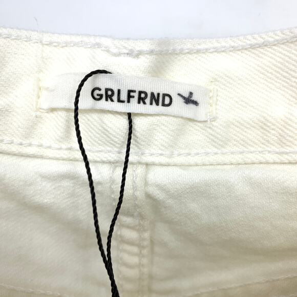 GRLFRND Karolina Jeans Women's Size 25 High Rise Straight Crop White Side Stripe - Picture 8 of 9